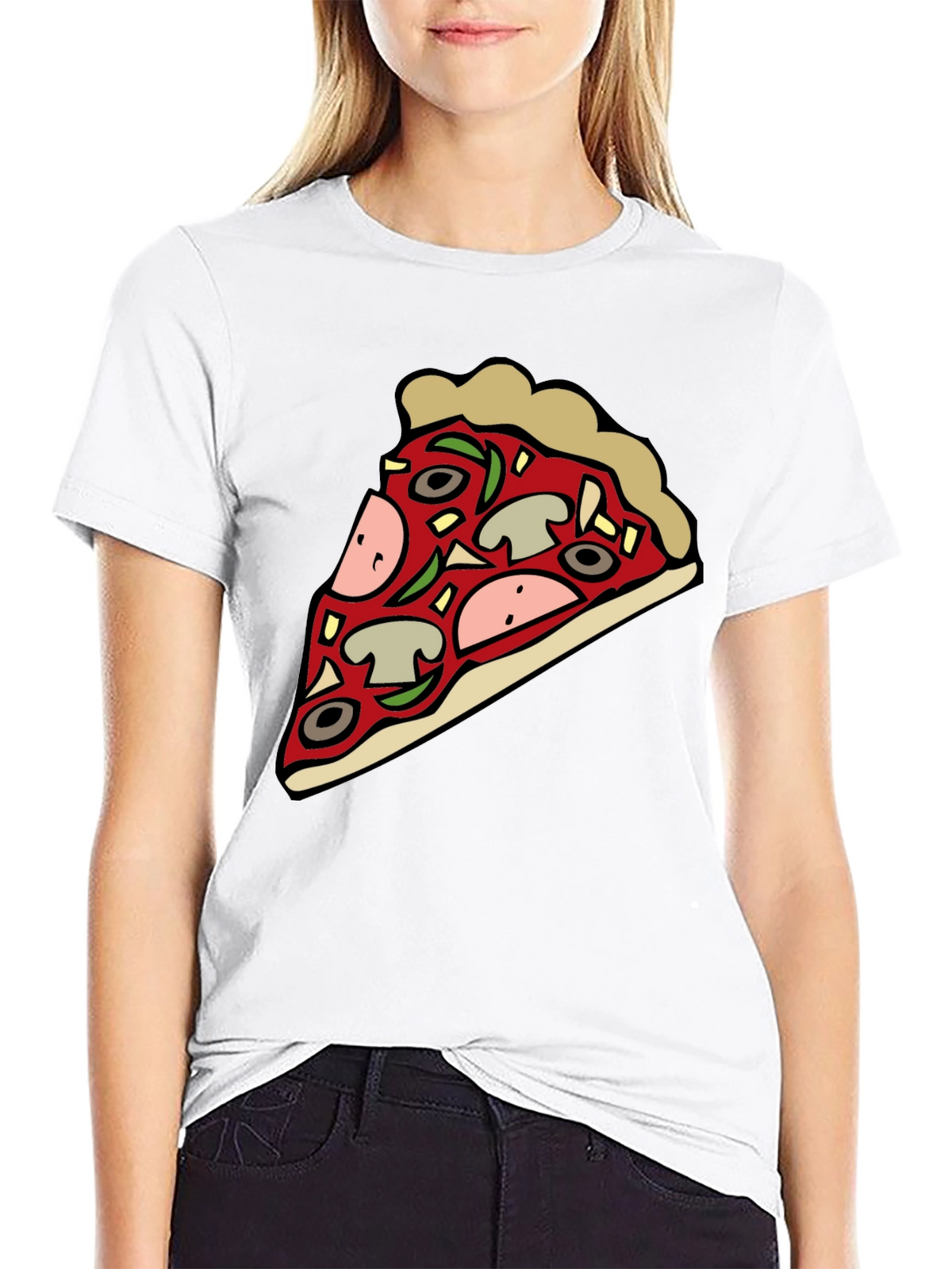 Pizza Slice Graphic Black T-Shirt
