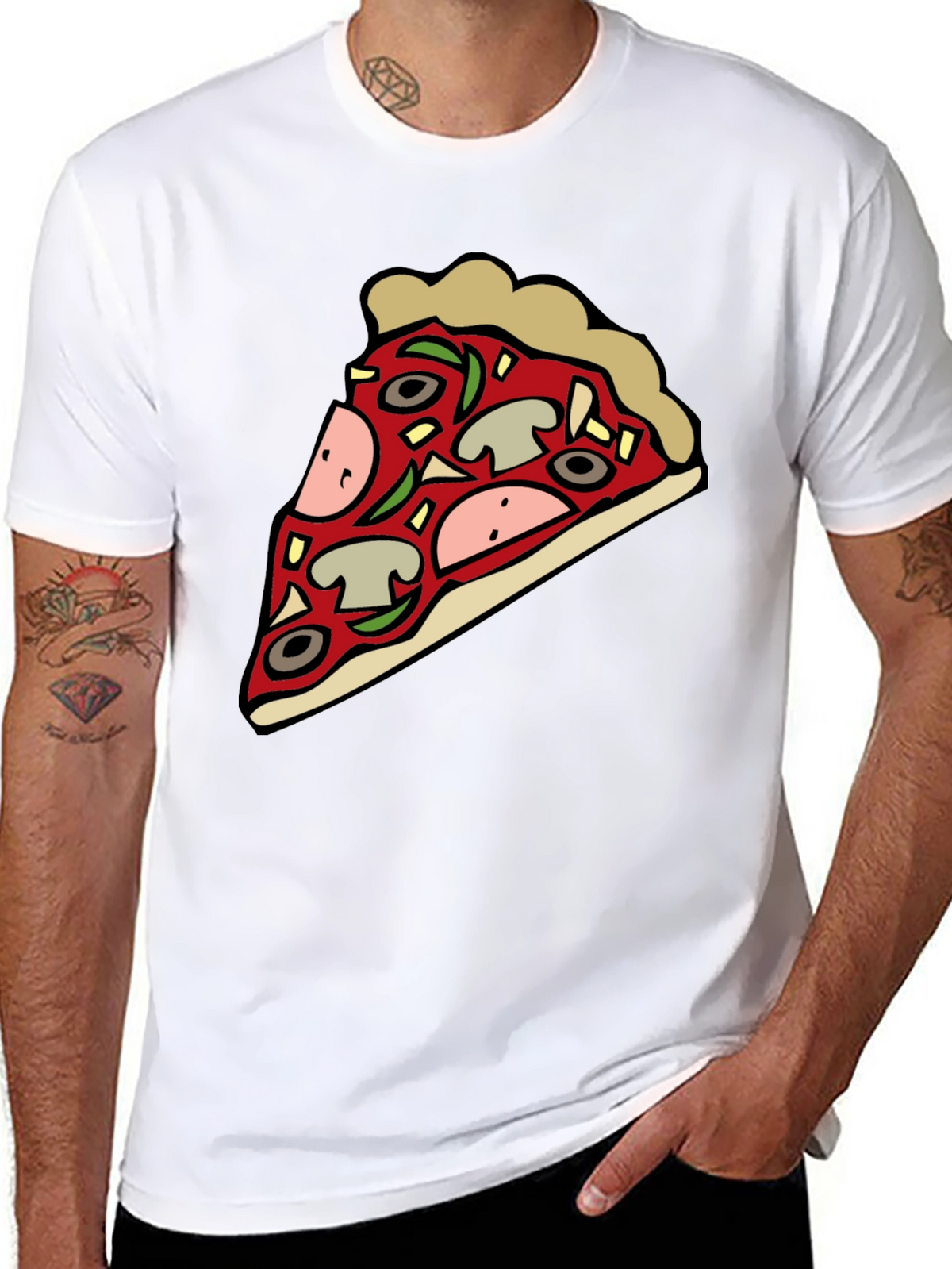 Pizza Slice Graphic Black T-Shirt