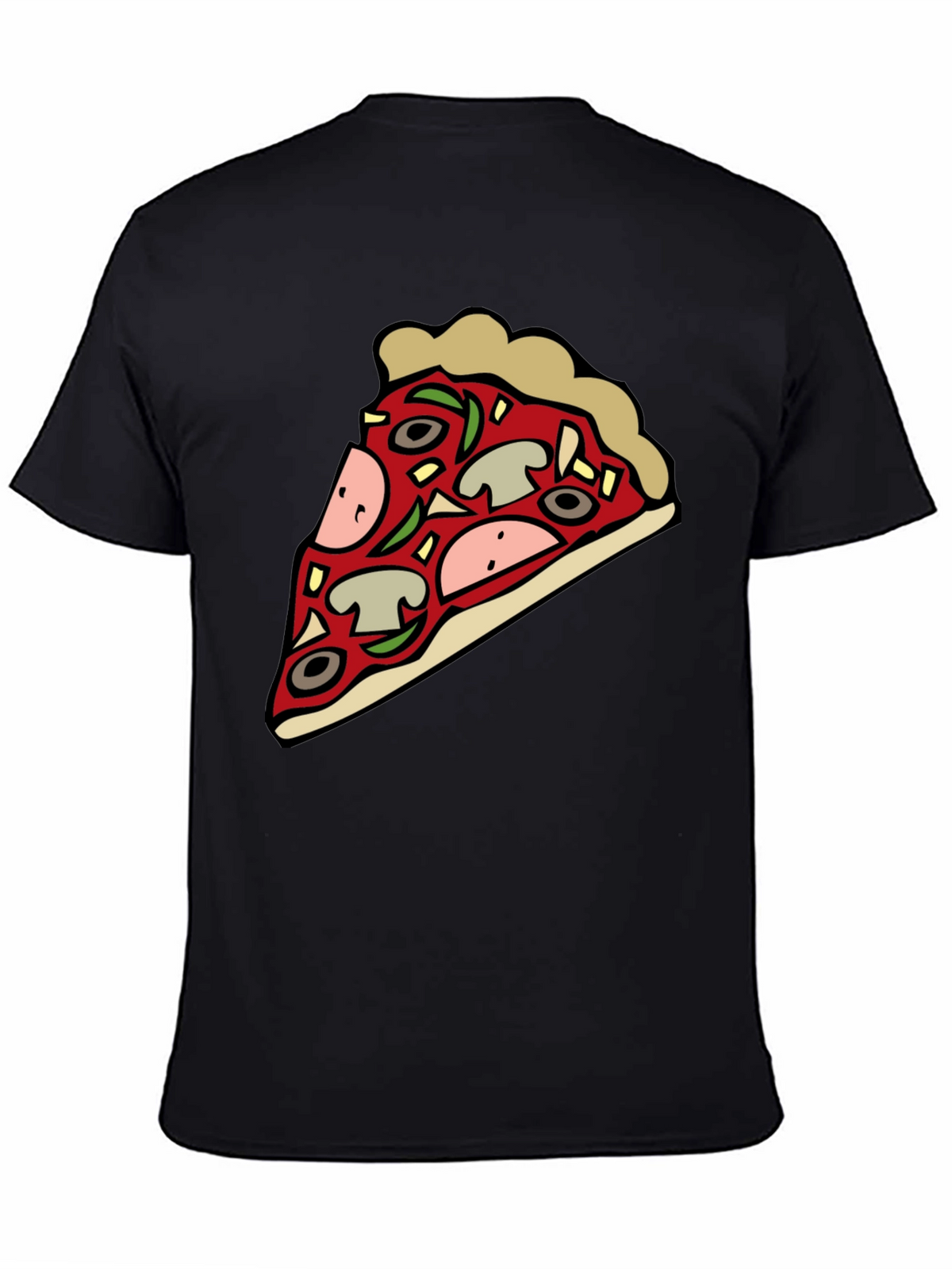Pizza Slice Graphic Black T-Shirt