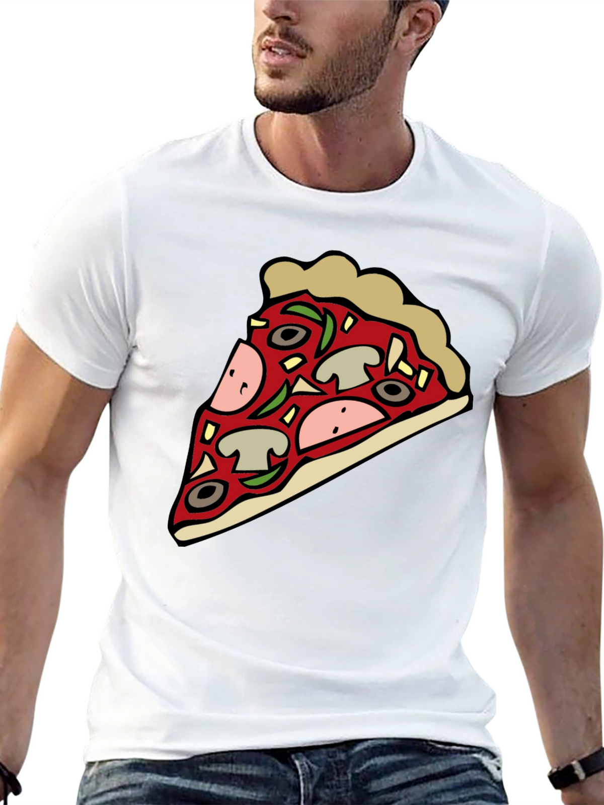 Pizza Slice Graphic Black T-Shirt
