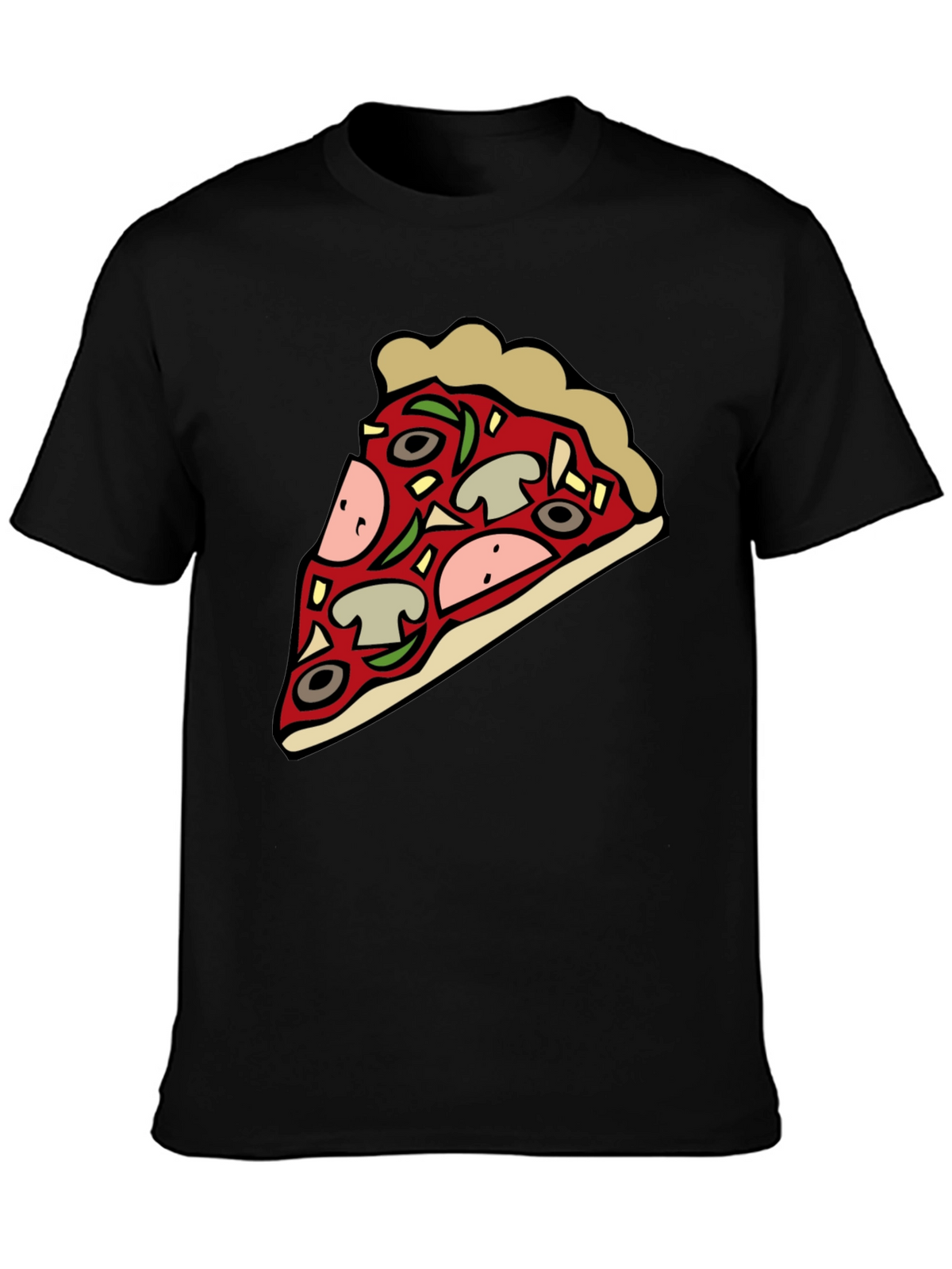 Pizza Slice Graphic Black T-Shirt