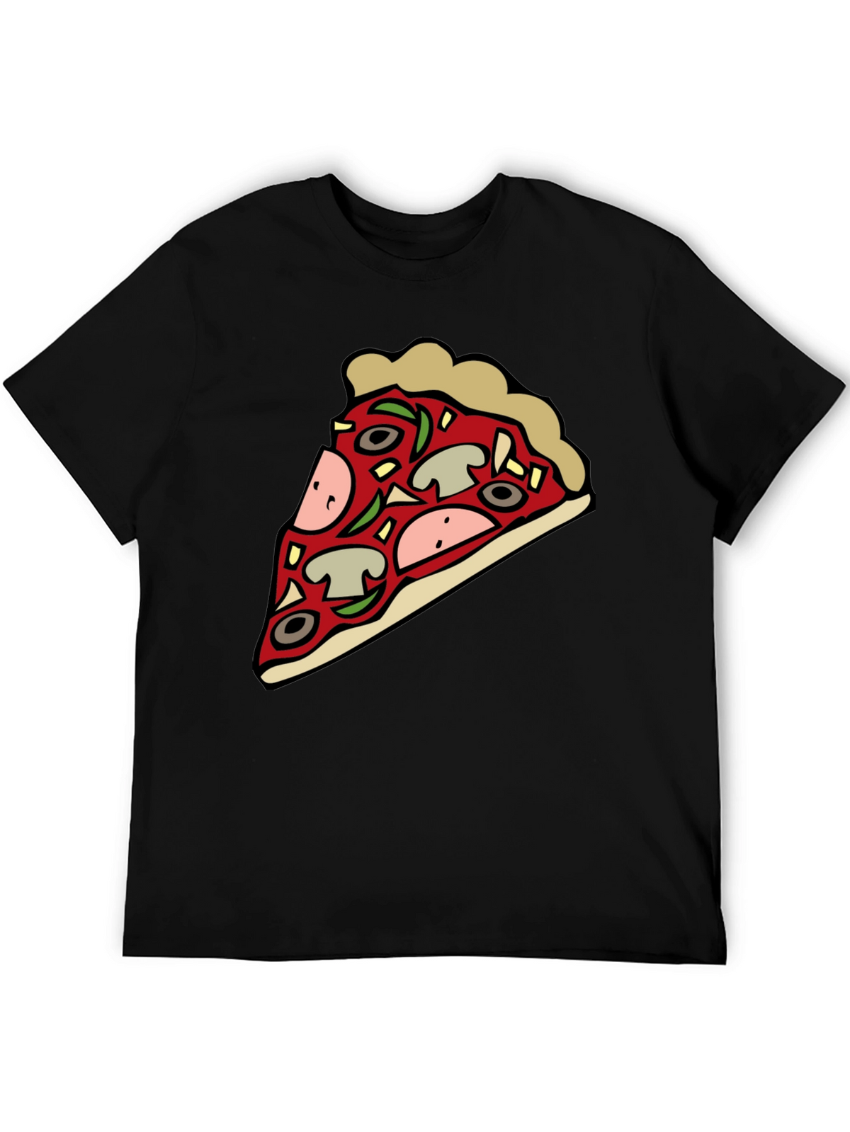 Pizza Slice Graphic Black T-Shirt