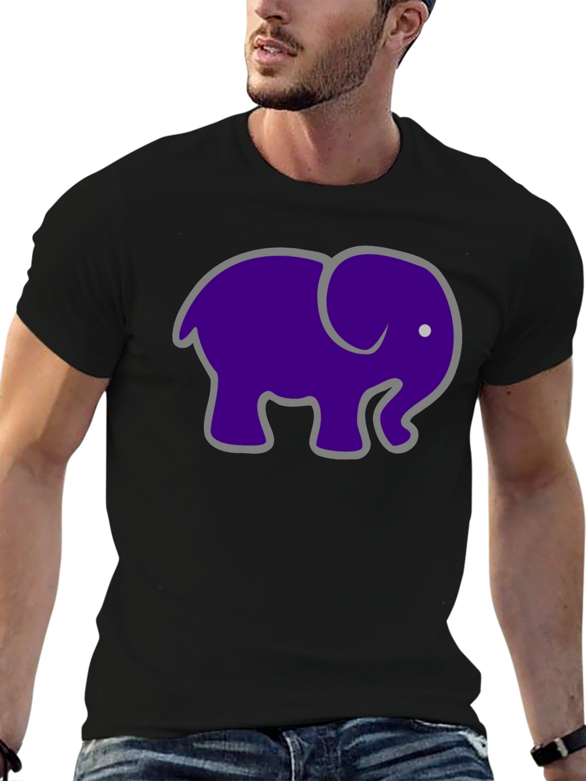 Elephant Graphic T-Shirt - Black Cotton Tee