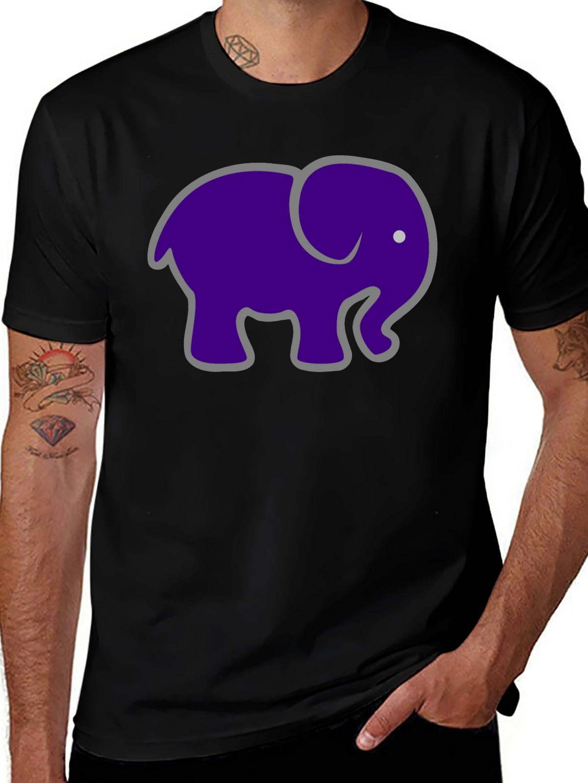 Elephant Graphic T-Shirt - Black Cotton Tee