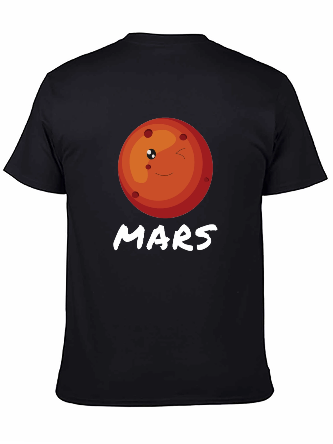 Cute Mars Planet Graphic T-Shirt - Black