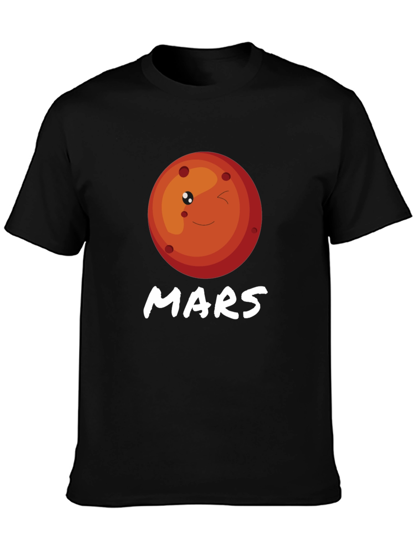 Cute Mars Planet Graphic T-Shirt - Black