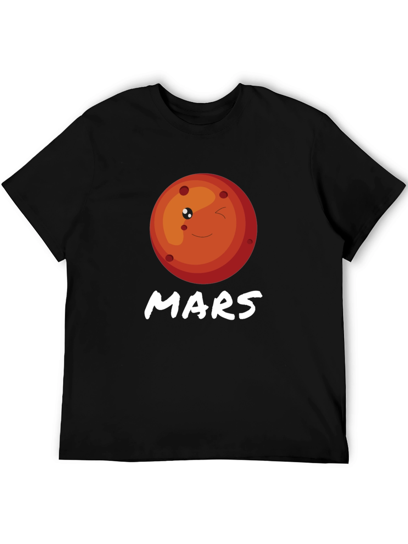 Cute Mars Planet Graphic T-Shirt - Black