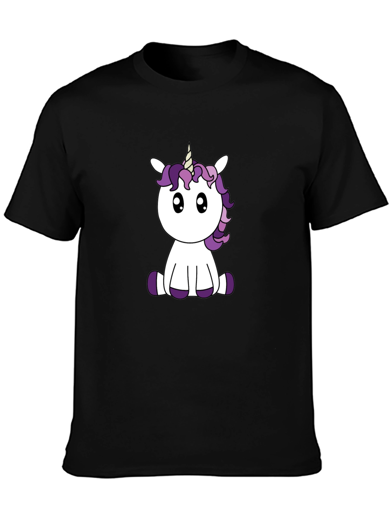 Cute Unicorn Graphic Tee - Black