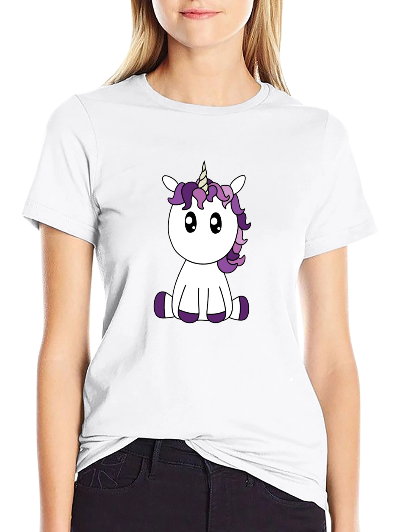 Cute Unicorn Graphic Tee - Black