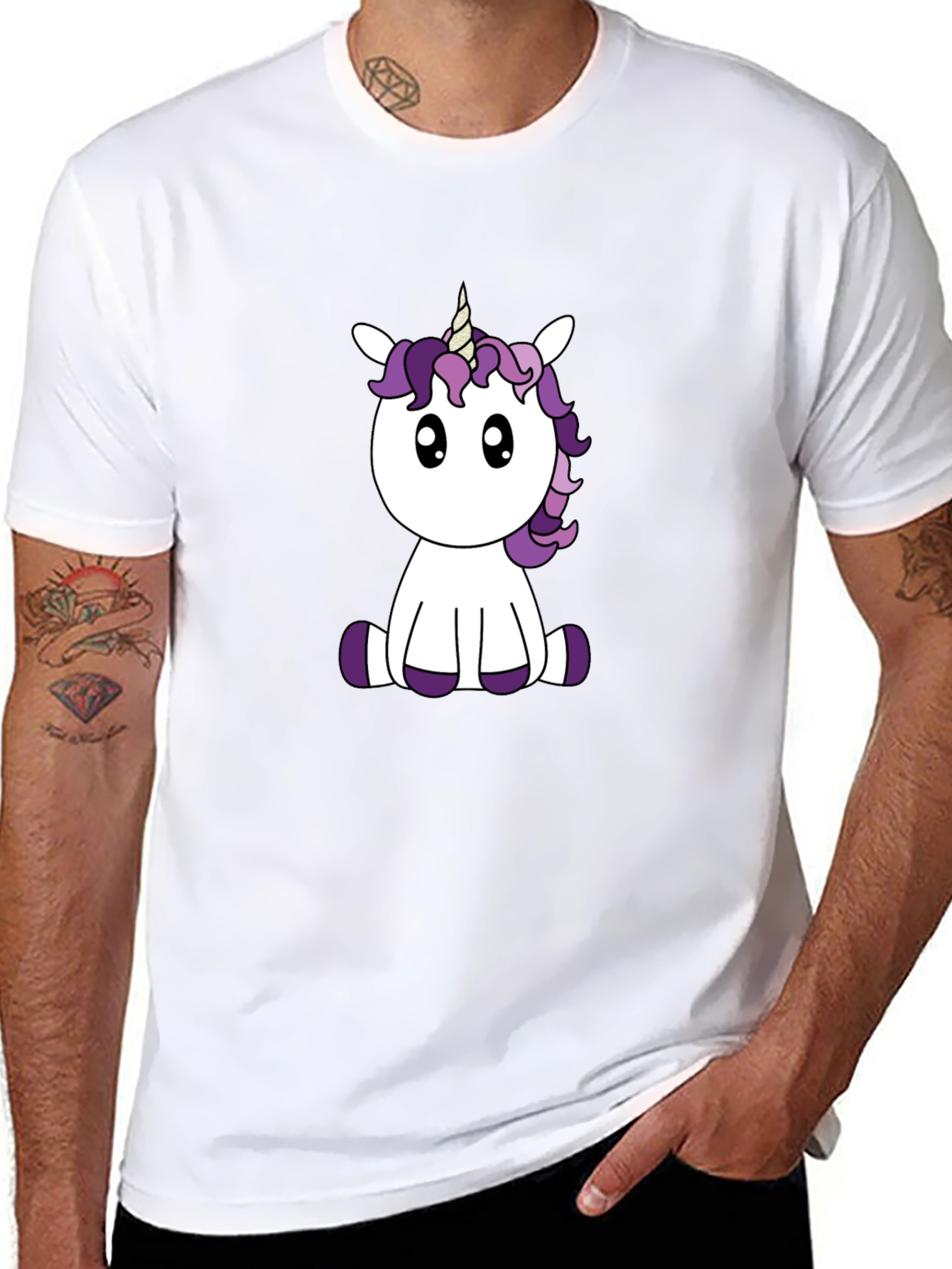 Cute Unicorn Graphic Tee - Black
