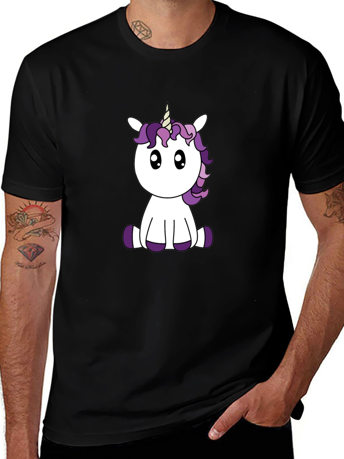 Cute Unicorn Graphic Tee - Black