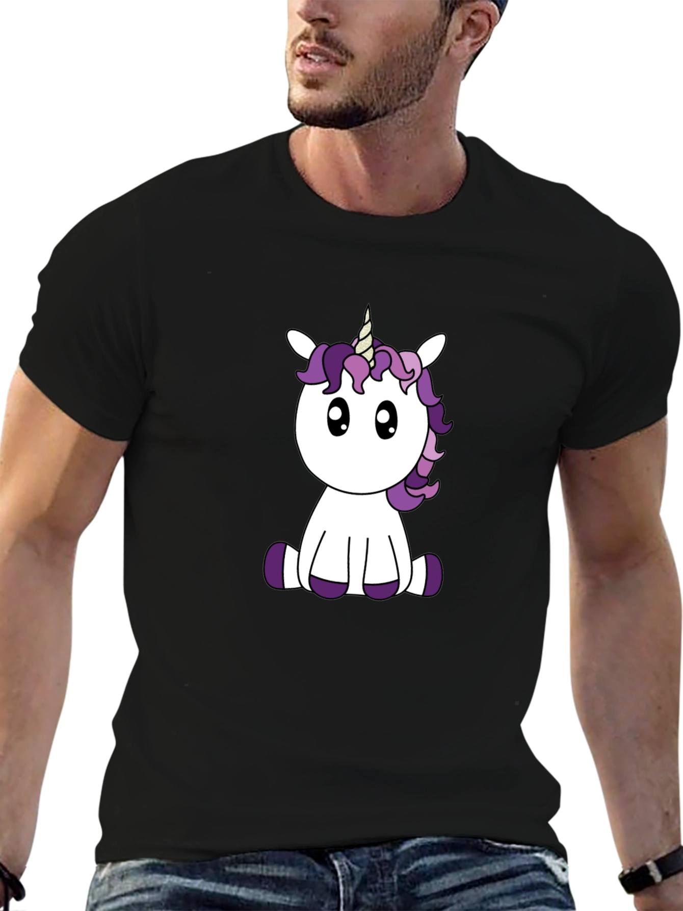 Cute Unicorn Graphic Tee - Black