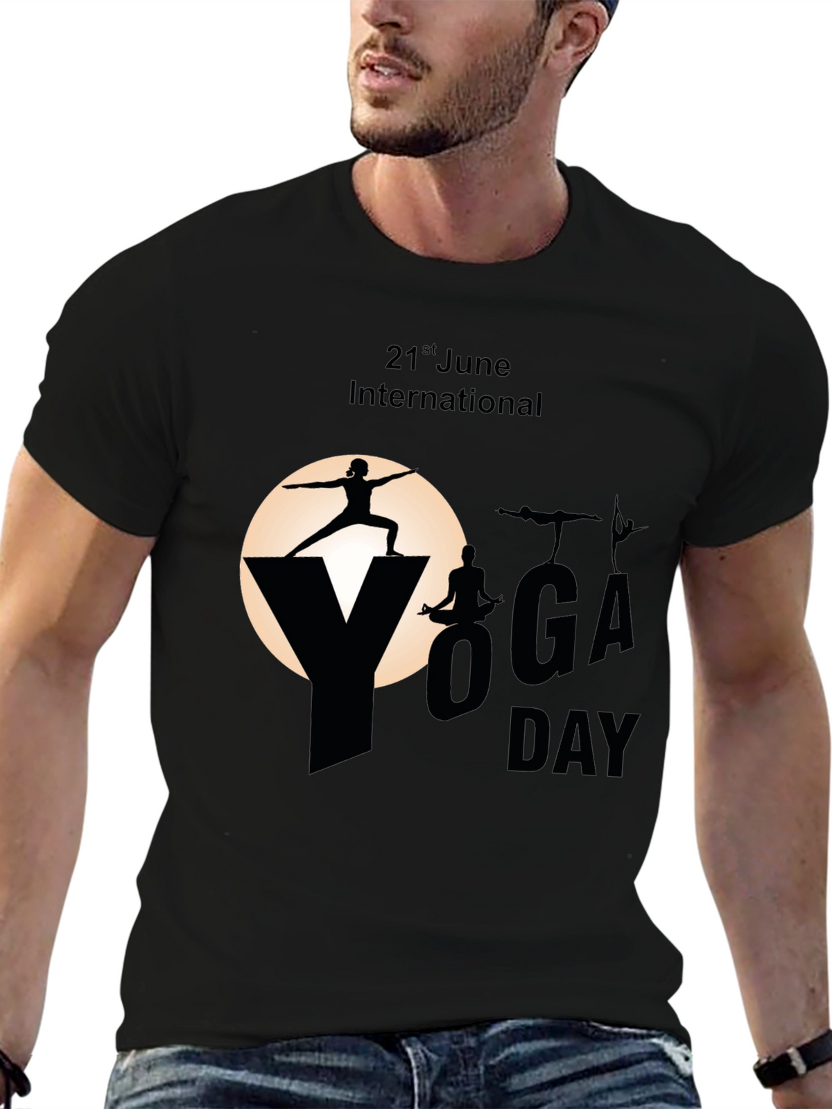 International Yoga Day Black T-Shirt