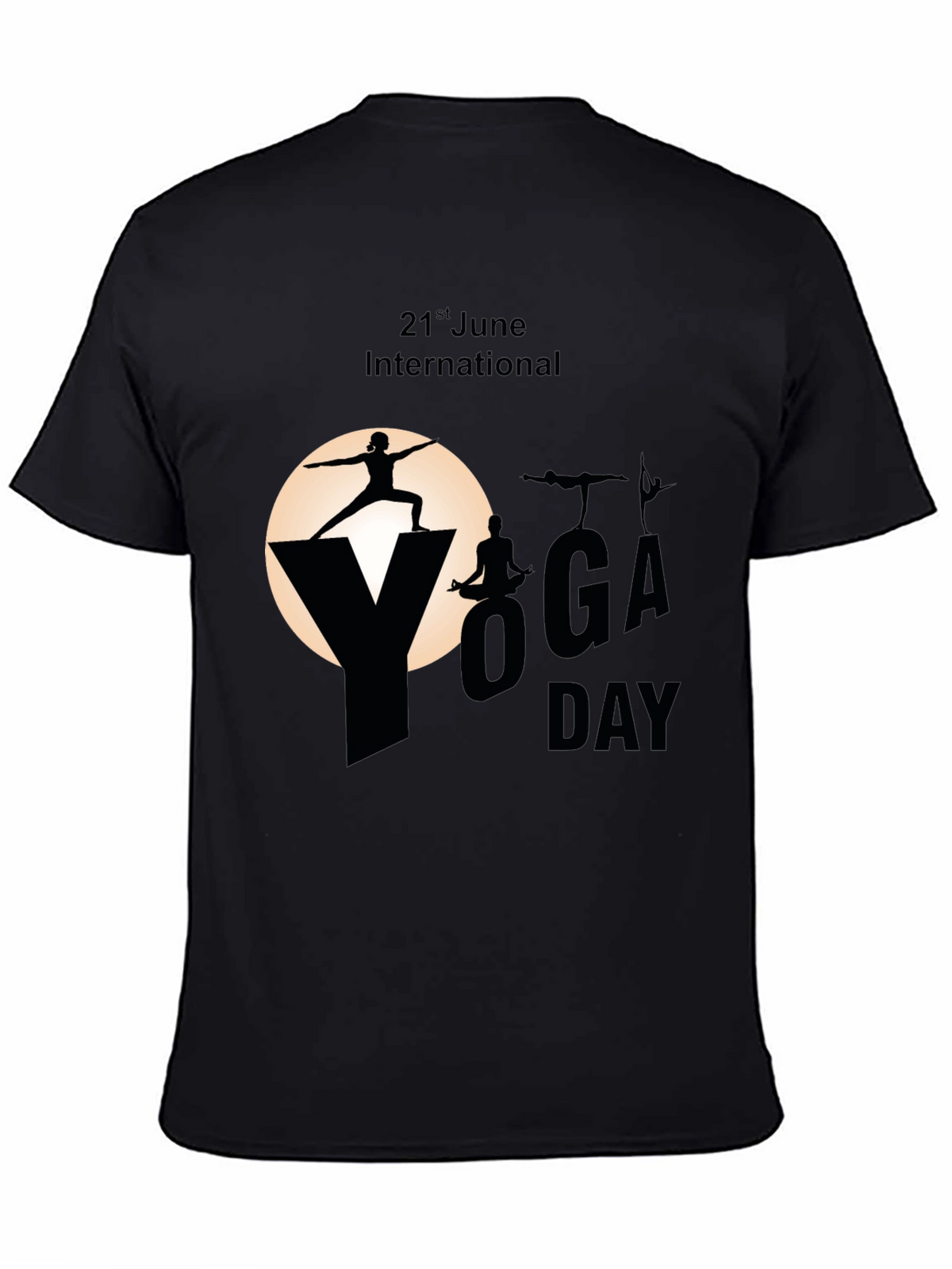 International Yoga Day Black T-Shirt
