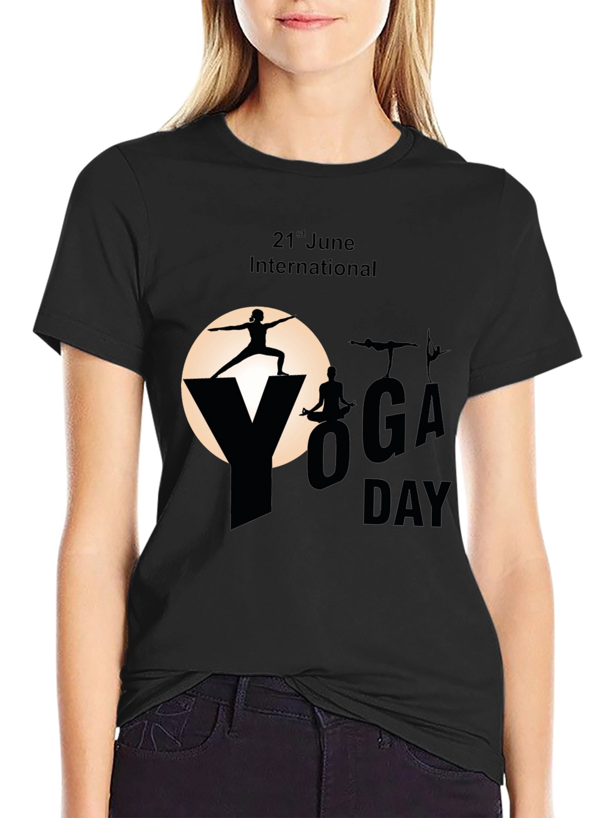 International Yoga Day Black T-Shirt