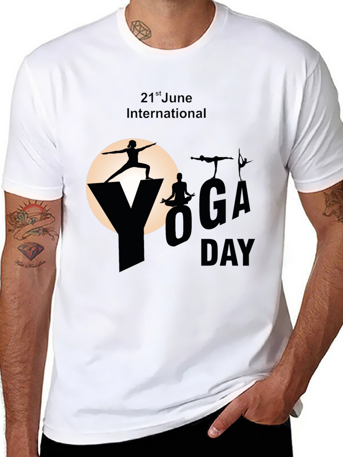 International Yoga Day Black T-Shirt