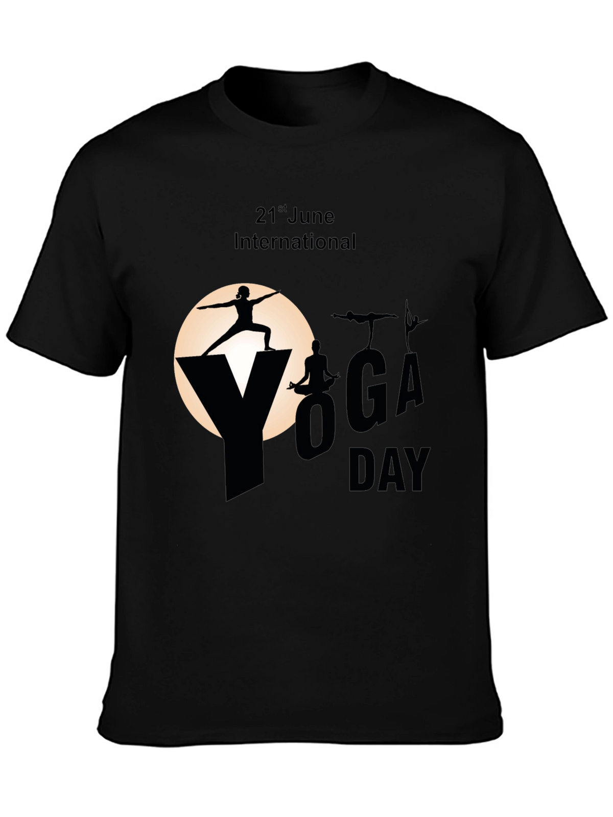 International Yoga Day Black T-Shirt