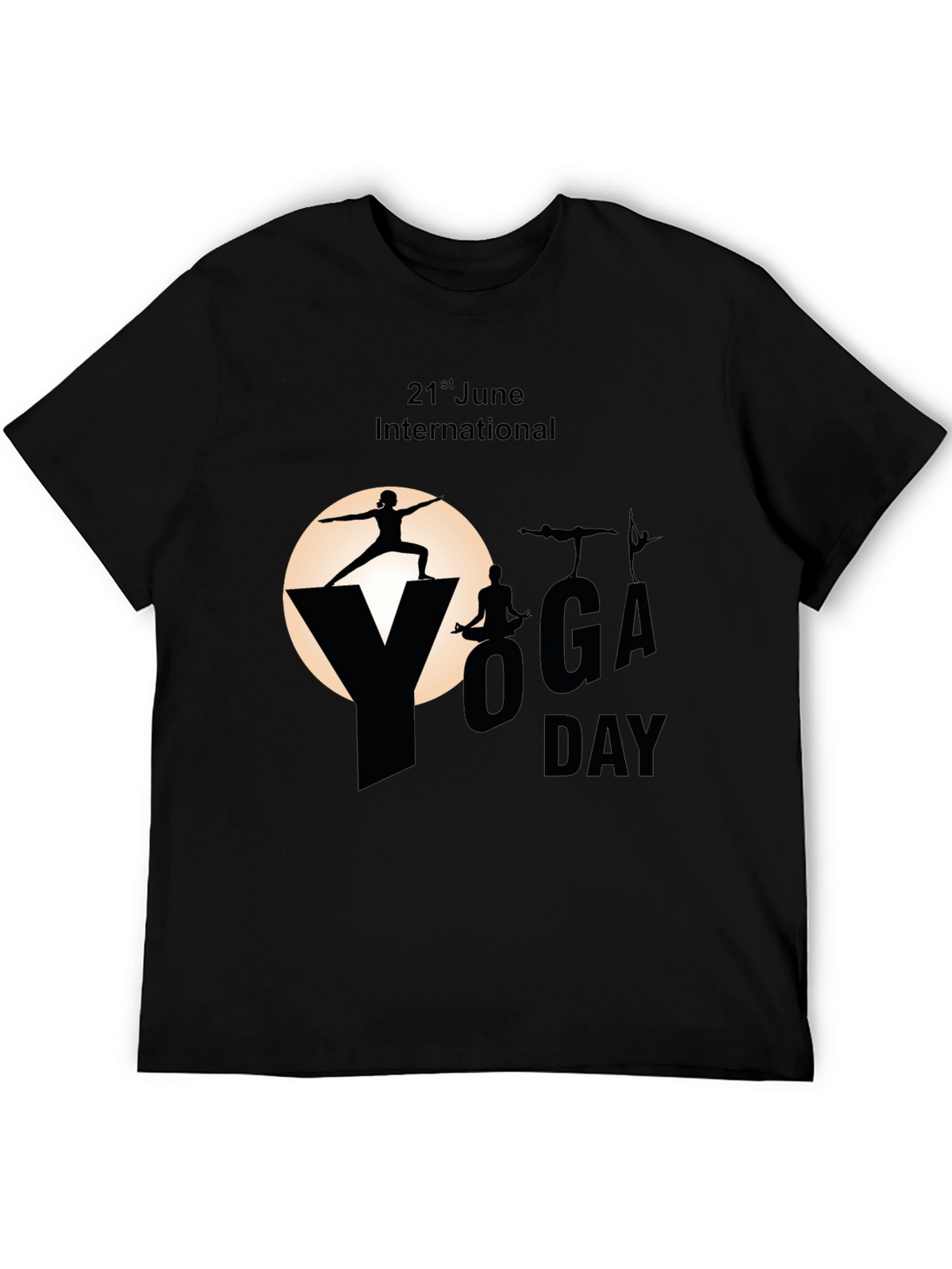 International Yoga Day Black T-Shirt