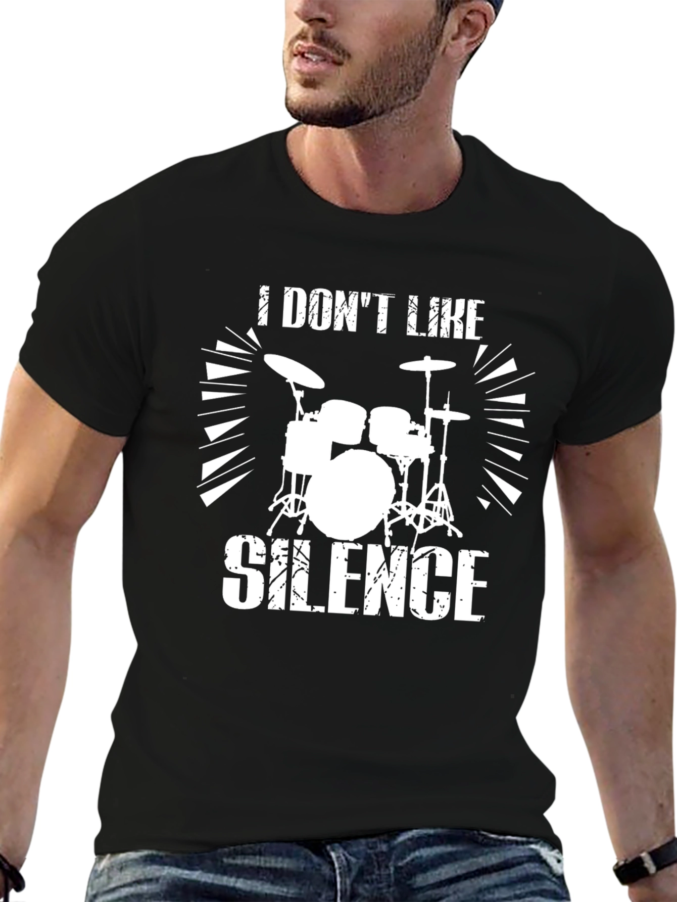 I Dont Like Silence Drum Kit Graphic Tee