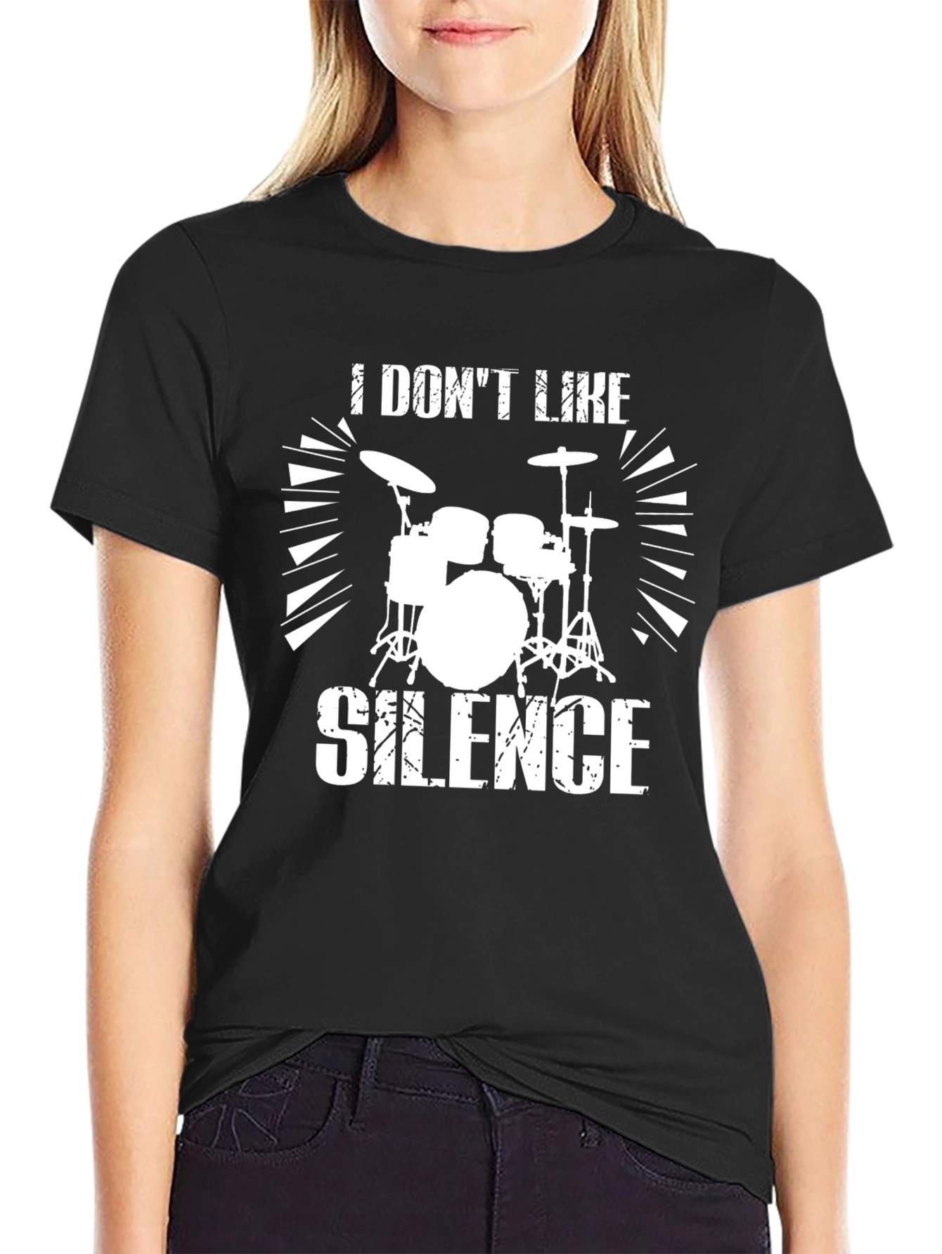 I Dont Like Silence Drum Kit Graphic Tee
