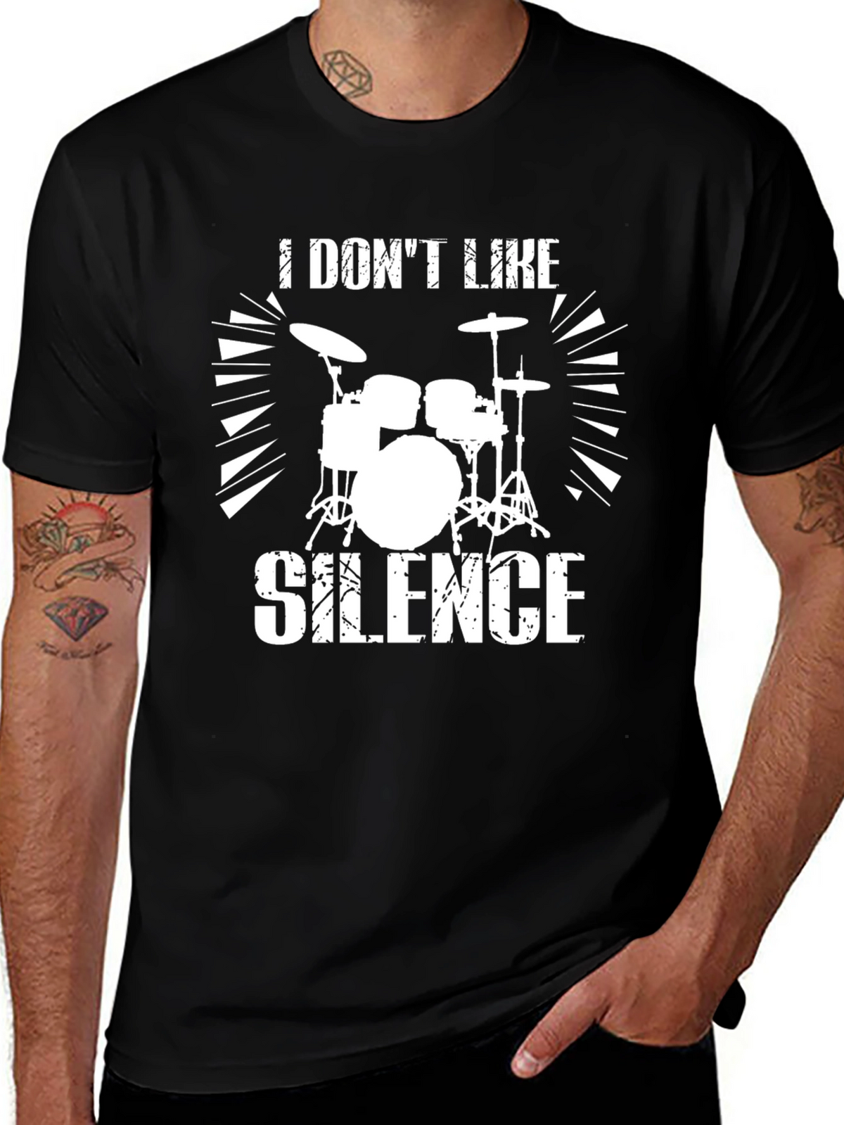 I Dont Like Silence Drum Kit Graphic Tee