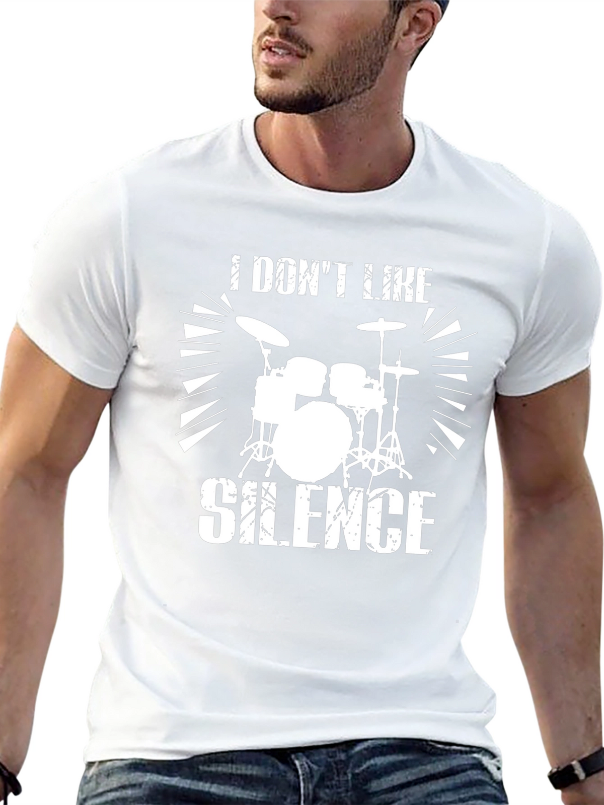 I Dont Like Silence Drum Kit Graphic Tee