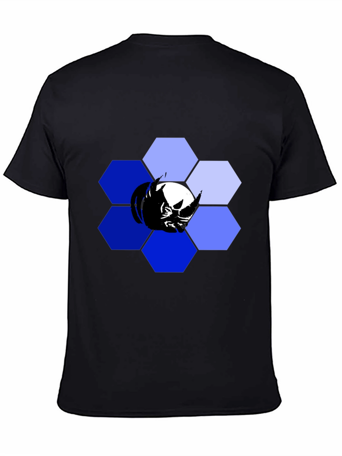 Hexagon Rhino Graphic Tee - Modern Mens Black T-Shirt