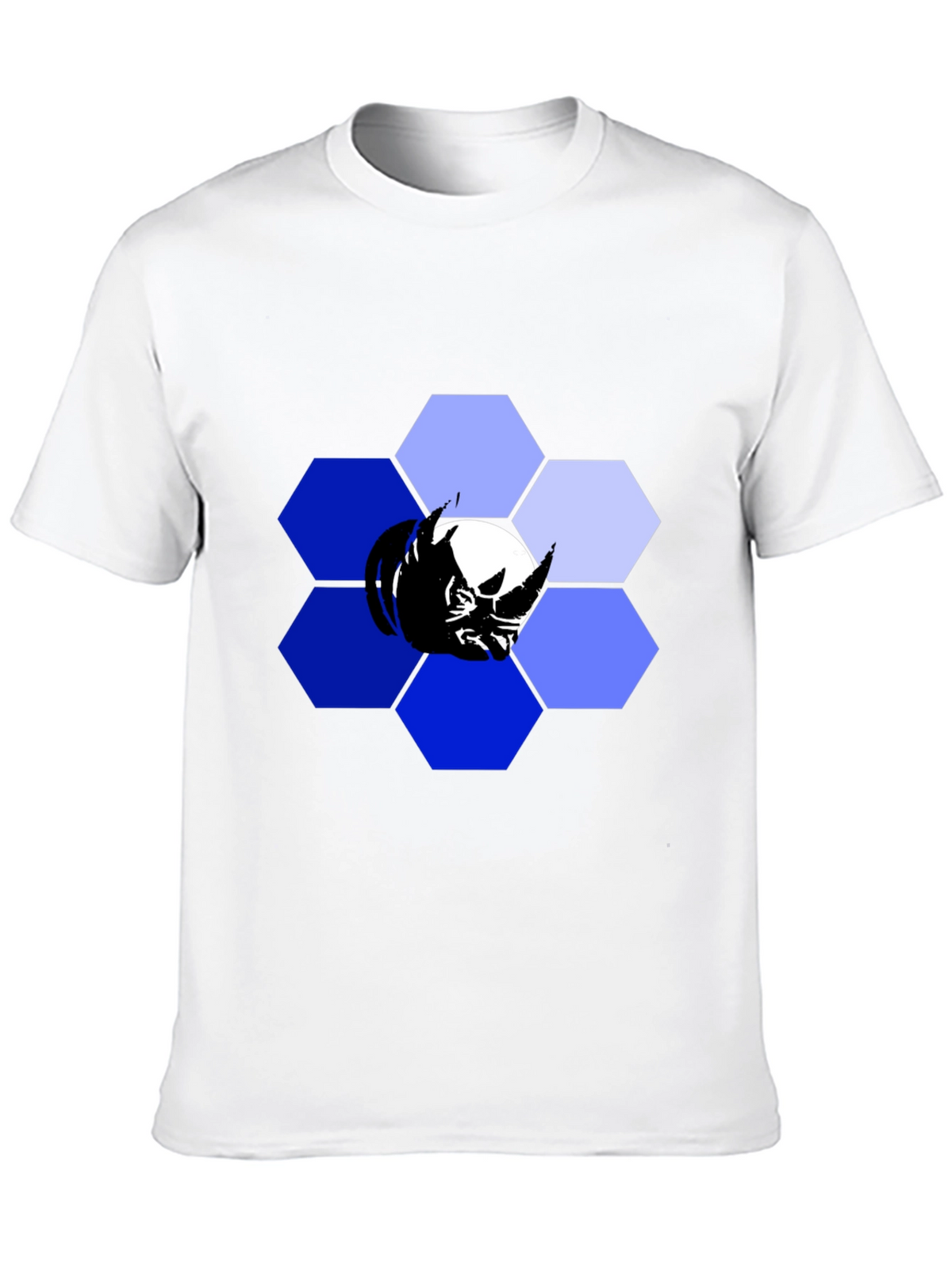 Hexagon Rhino Graphic Tee - Modern Mens Black T-Shirt