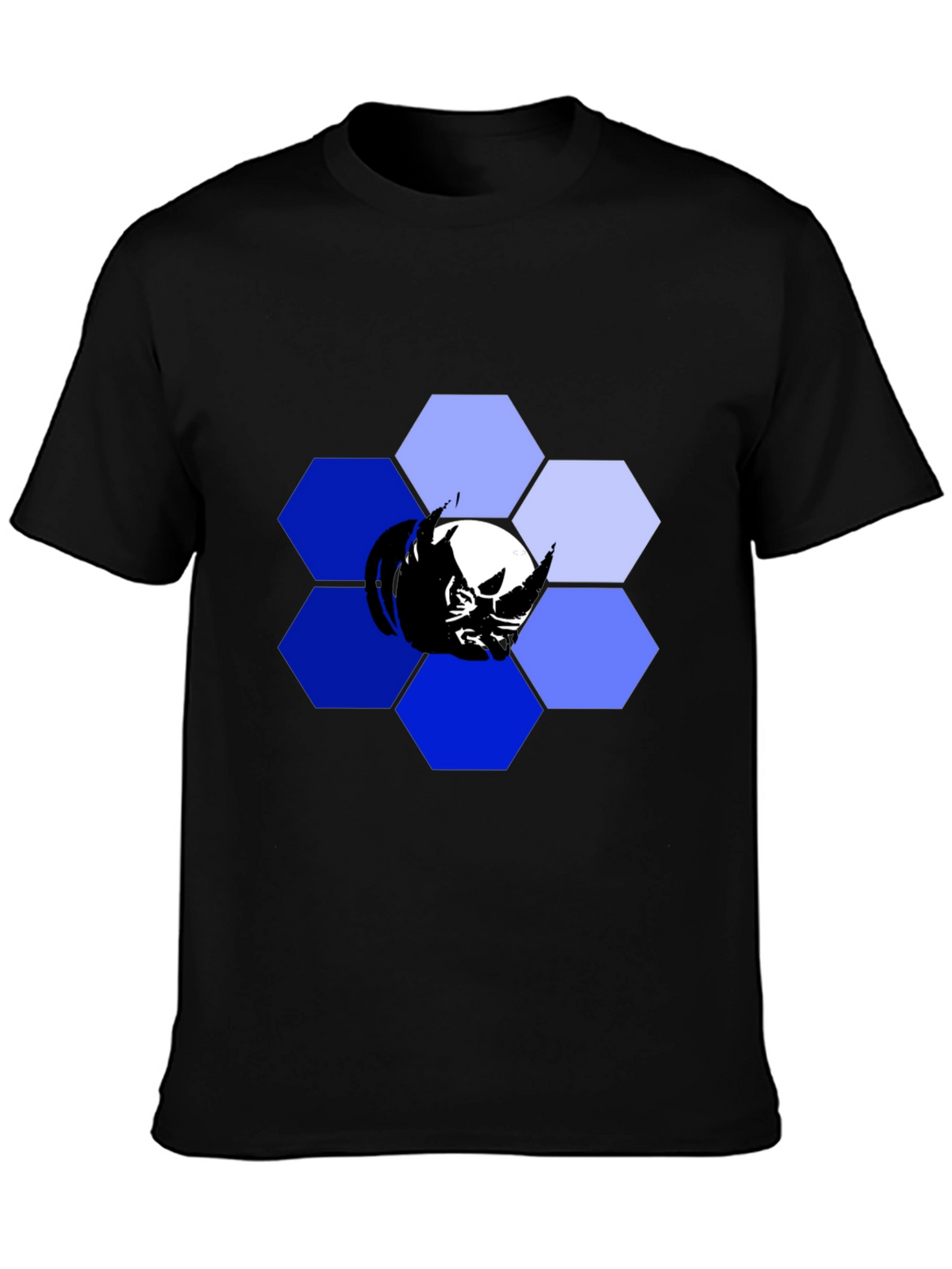 Hexagon Rhino Graphic Tee - Modern Mens Black T-Shirt