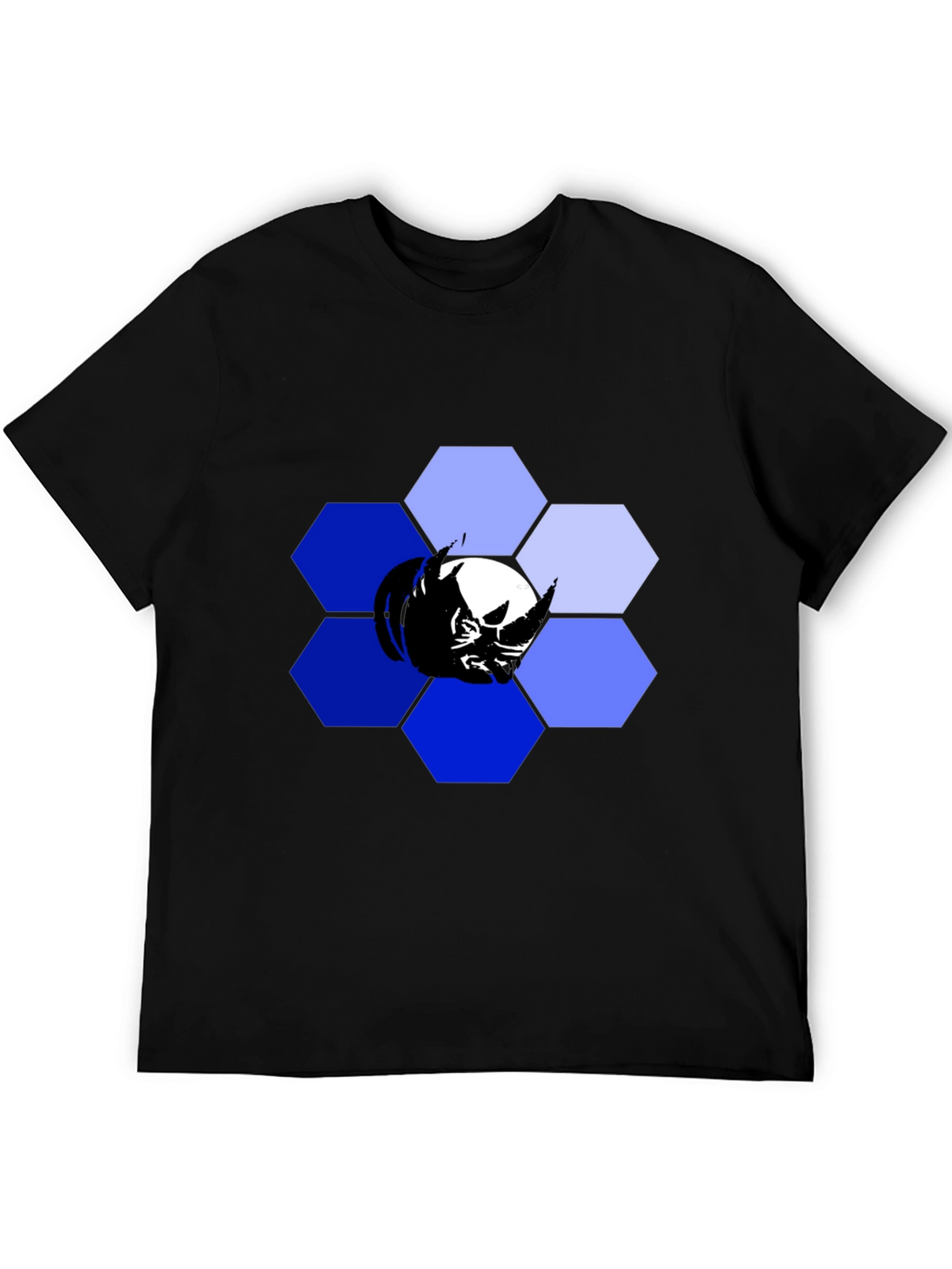 Hexagon Rhino Graphic Tee - Modern Mens Black T-Shirt