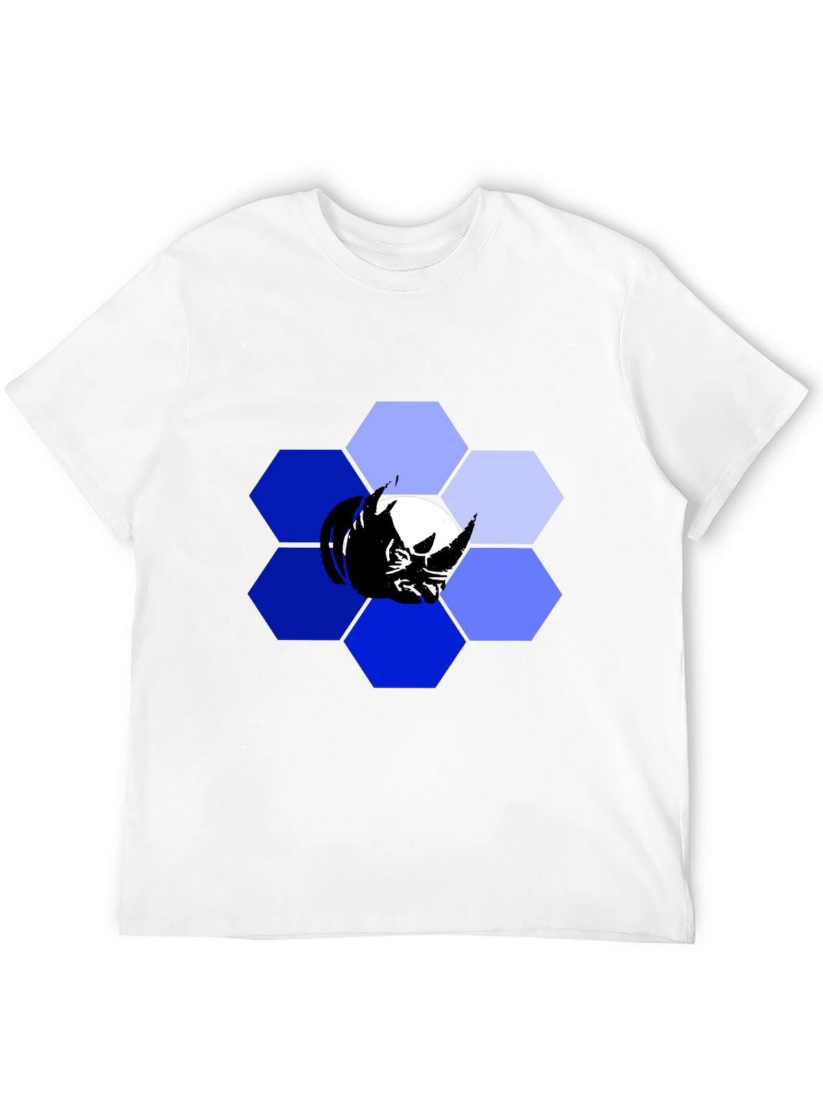 Hexagon Rhino Graphic Tee - Modern Mens Black T-Shirt