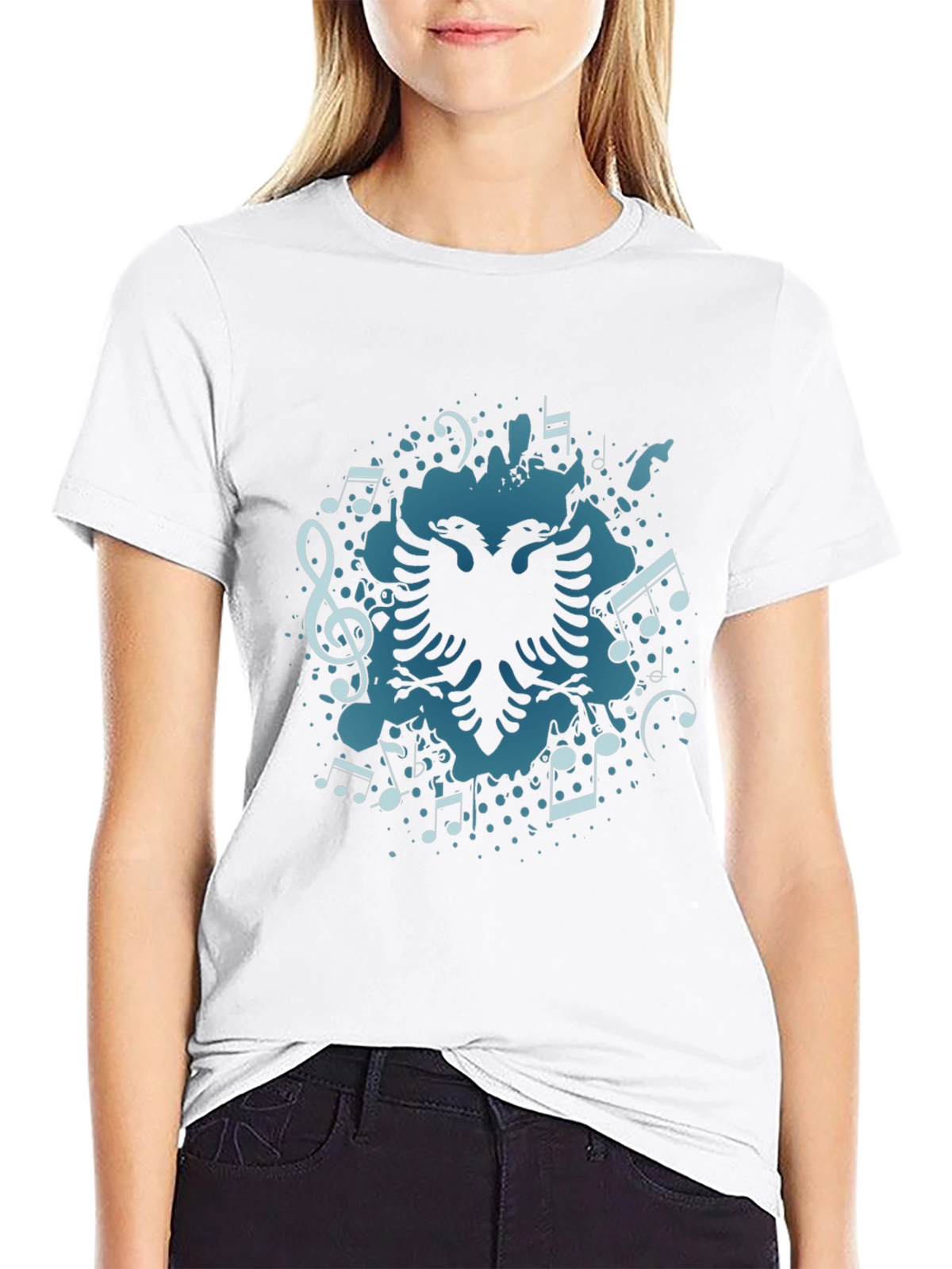 Musical Albanian Eagle Black T-Shirt