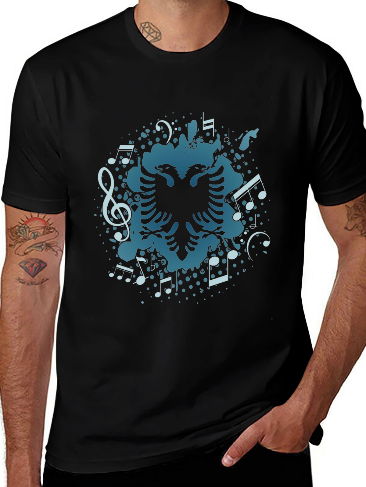 Musical Albanian Eagle Black T-Shirt
