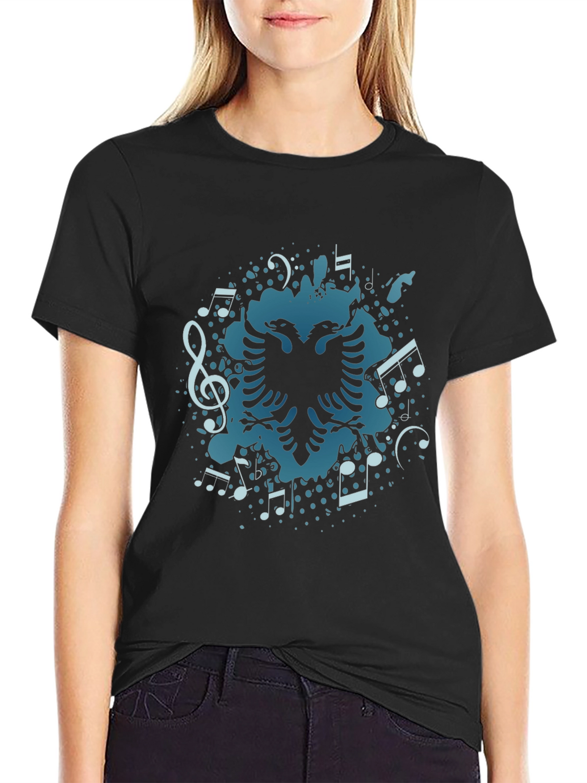 Musical Albanian Eagle Black T-Shirt