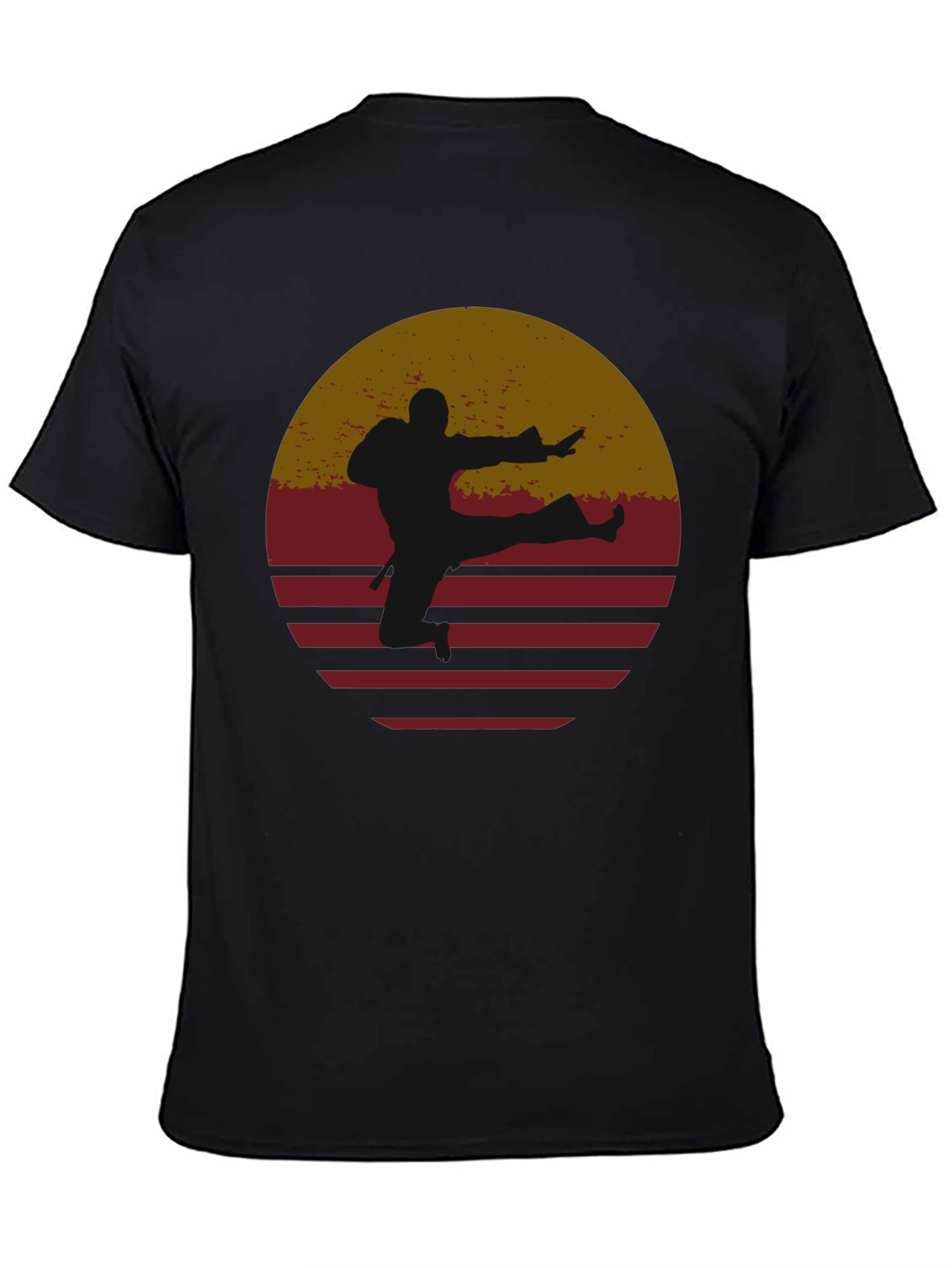 Retro Karate Sunset Graphic Tee - Black