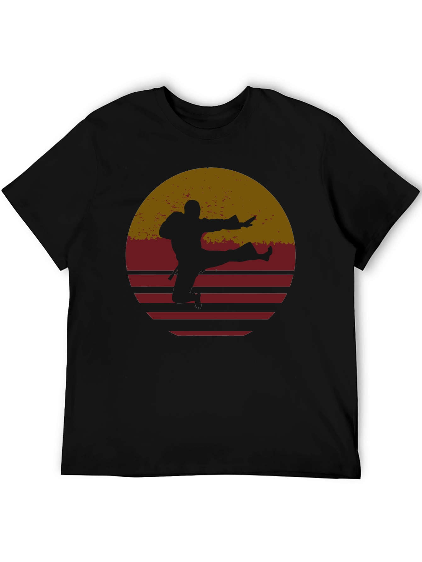 Retro Karate Sunset Graphic Tee - Black