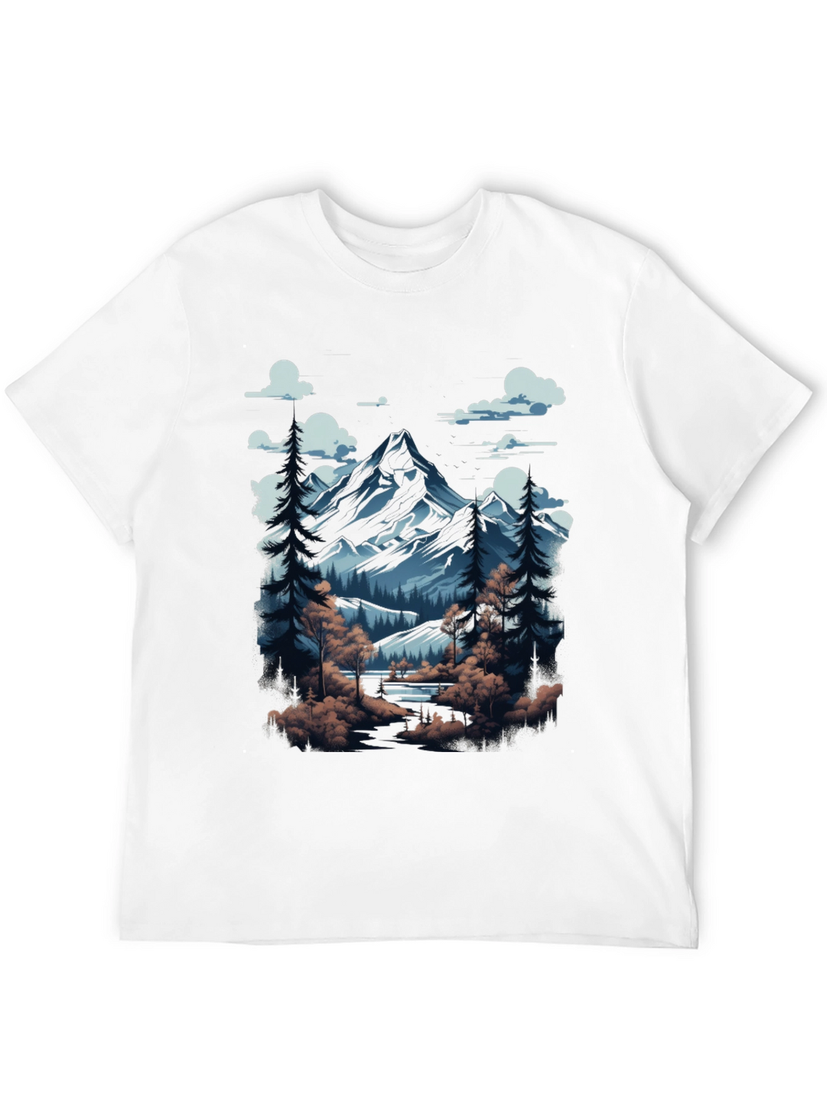 Mountain Scene Graphic Tee - Black Cotton Blend