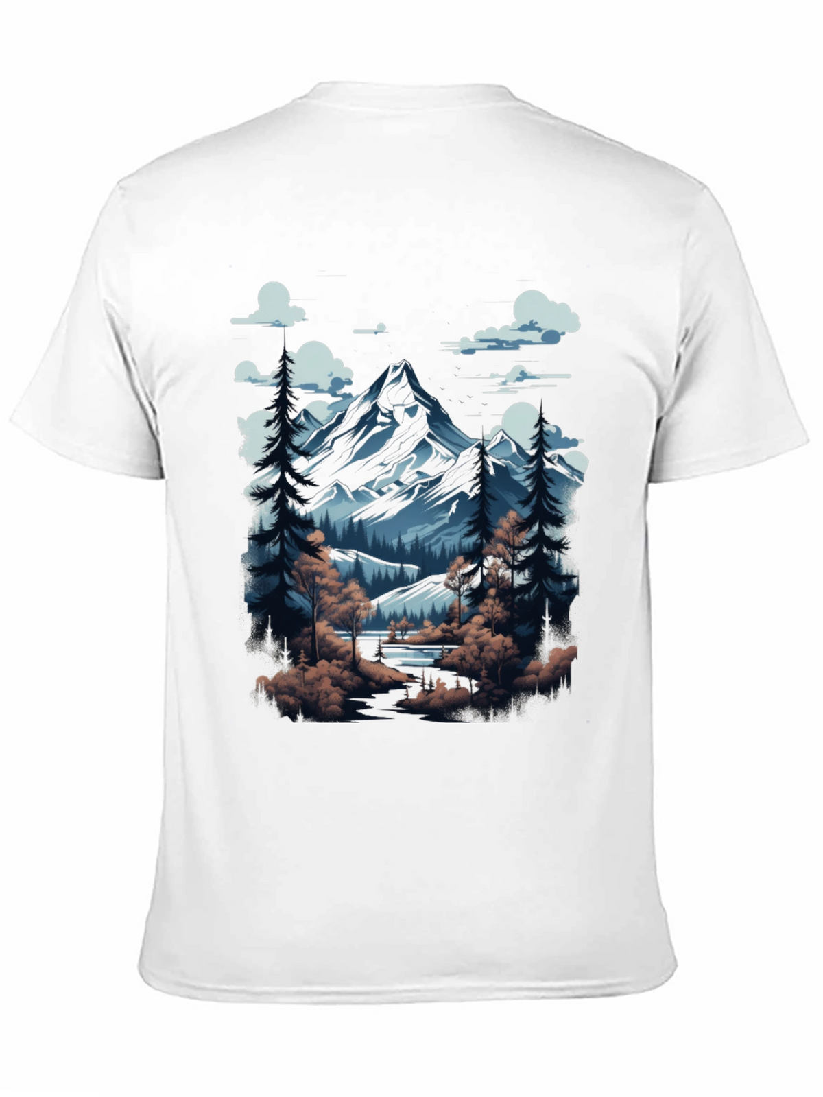 Mountain Scene Graphic Tee - Black Cotton Blend