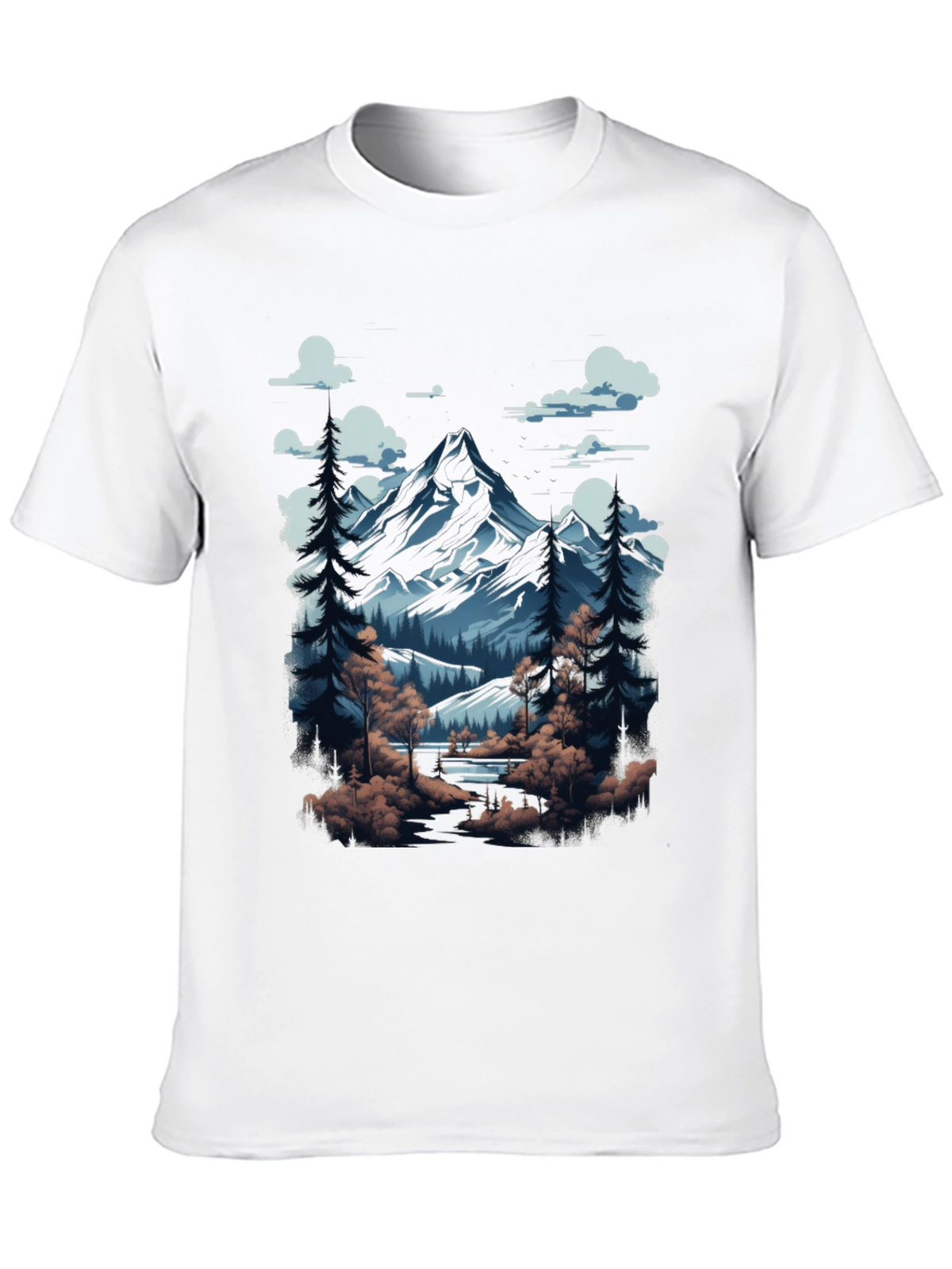 Mountain Scene Graphic Tee - Black Cotton Blend