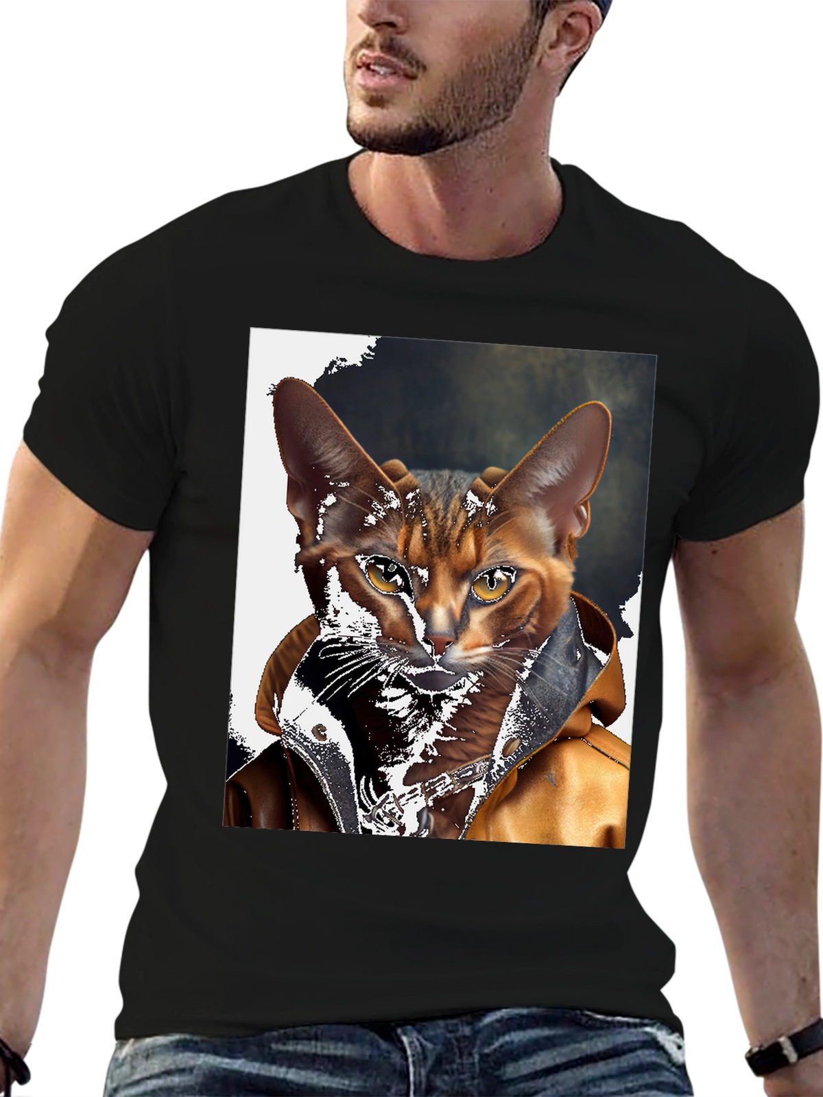 Cool Cat Biker T-Shirt - Rocker Style