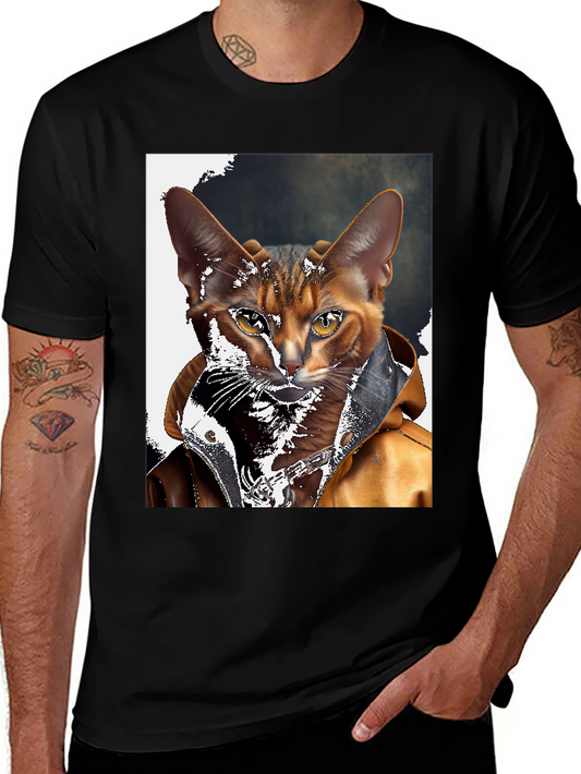 Cool Cat Biker T-Shirt - Rocker Style