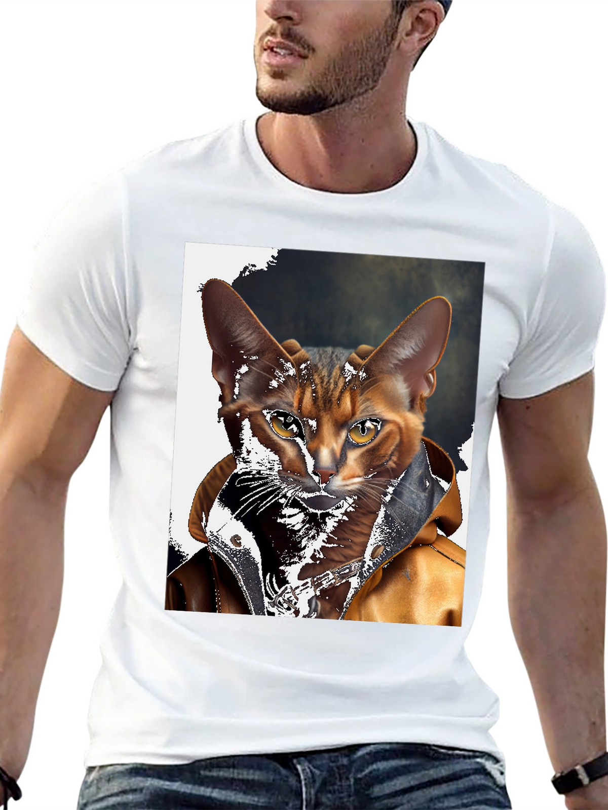 Cool Cat Biker T-Shirt - Rocker Style