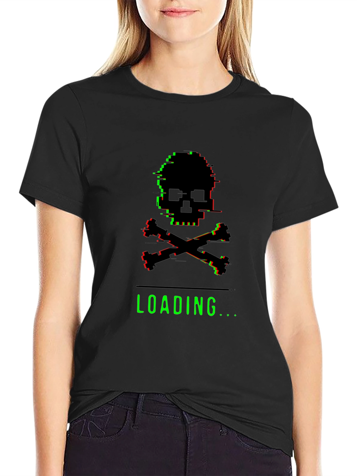 Glitch Skull Loading T-Shirt - Gamer Style Tee