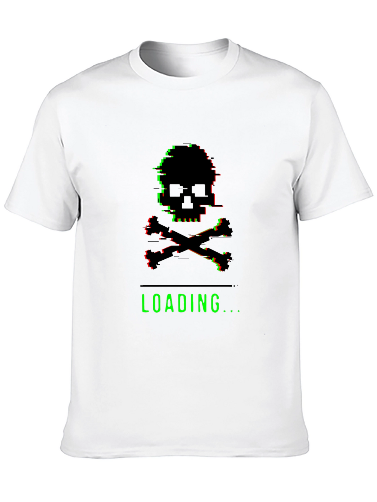 Glitch Skull Loading T-Shirt - Gamer Style Tee