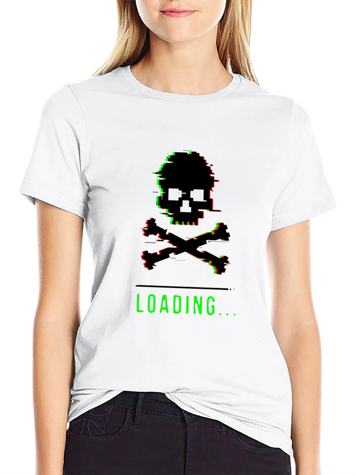 Glitch Skull Loading T-Shirt - Gamer Style Tee