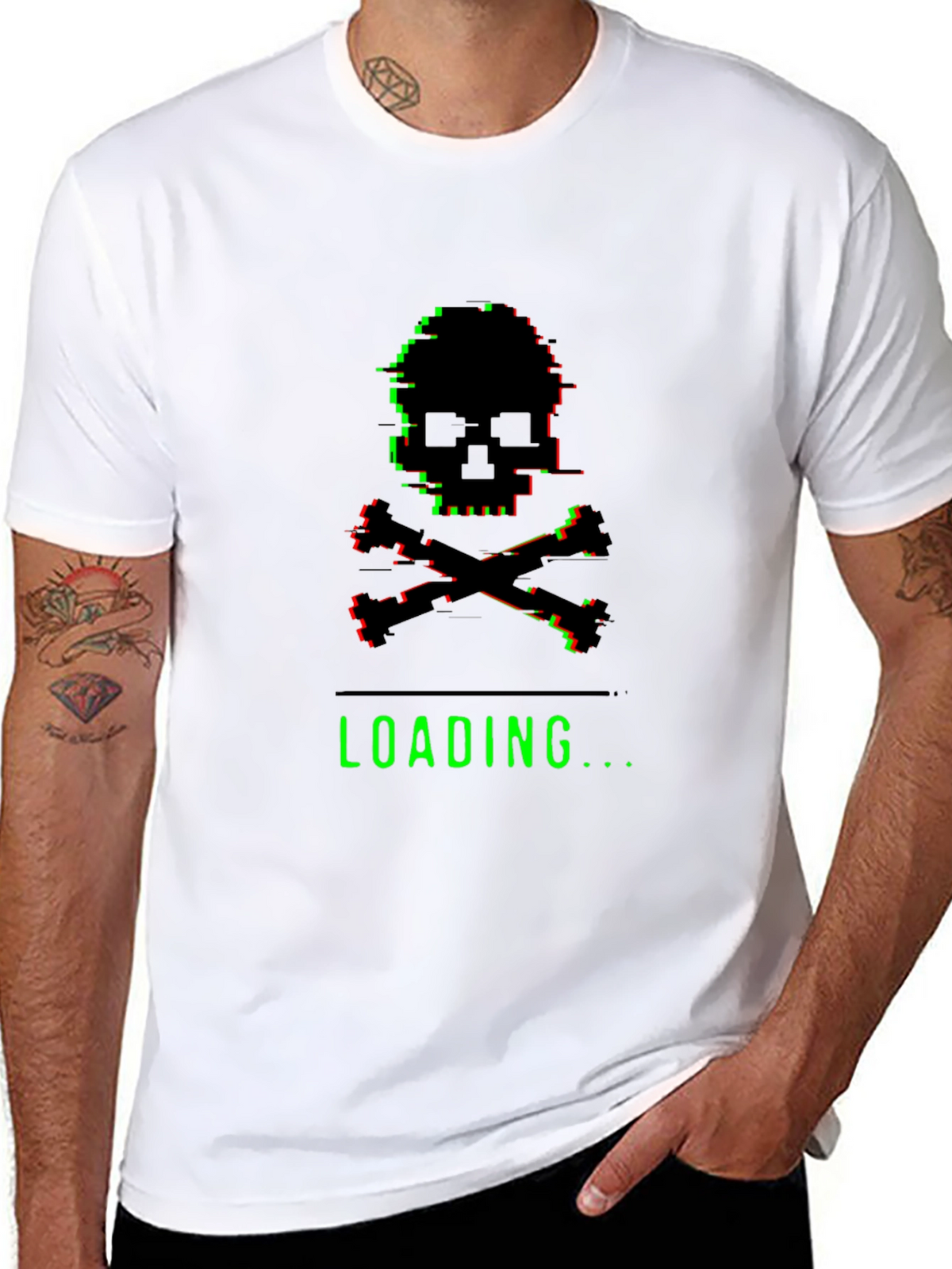 Glitch Skull Loading T-Shirt - Gamer Style Tee