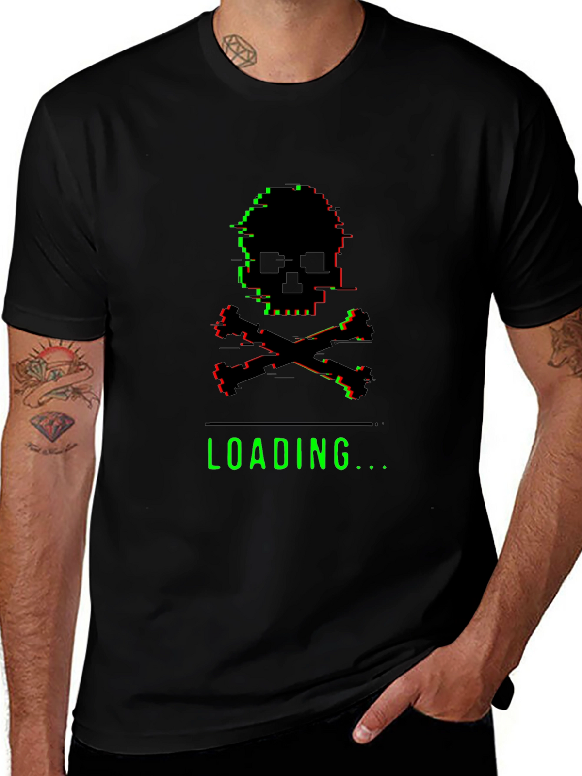 Glitch Skull Loading T-Shirt - Gamer Style Tee