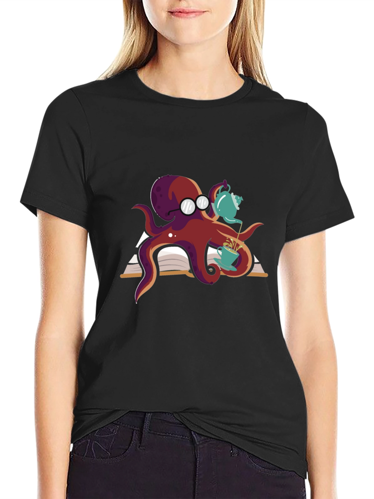 Bookish Octopus T-Shirt - Tea Time!