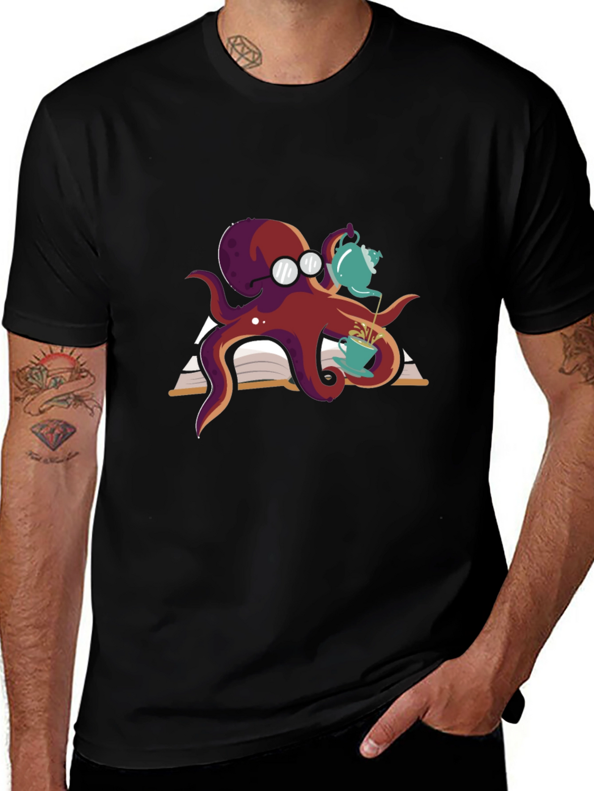 Bookish Octopus T-Shirt - Tea Time!