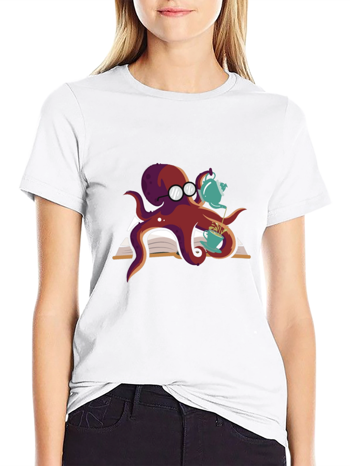 Bookish Octopus T-Shirt - Tea Time!